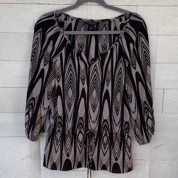 Banana Republic Tops - Banana Republic Black and Taupe Patterned Blouse NWOT XS